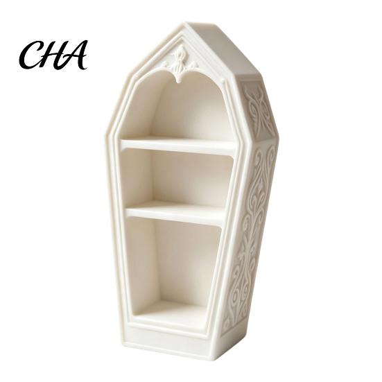 Gothic Coffin-Shaped Shelf for Crystals Jewelry Storage Box, 3D Printed Mini Casket Ring Tiered Display Stand Trinket Holder, Halloween Spooky