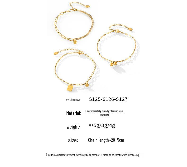 Новой английский браслет на ногу с буквой удачи: Стальной шар Титановая квадратная пластина для женщин - Простой, Универсальный Сборный Дизайн