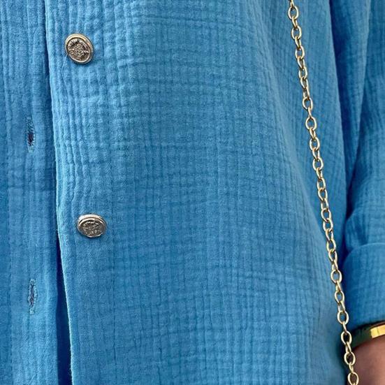 Летний костюм-двойка для женщин, рубашка оверсайз на пуговицах с длинным рукавом