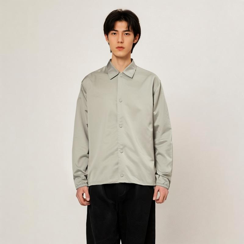 Fear of God Essentials Куртка-бомбер с воротником-стойкой и ветрозащитными пуговицами Мужская верхняя одежда Цвет морской пены-серый FOG-SS22-110