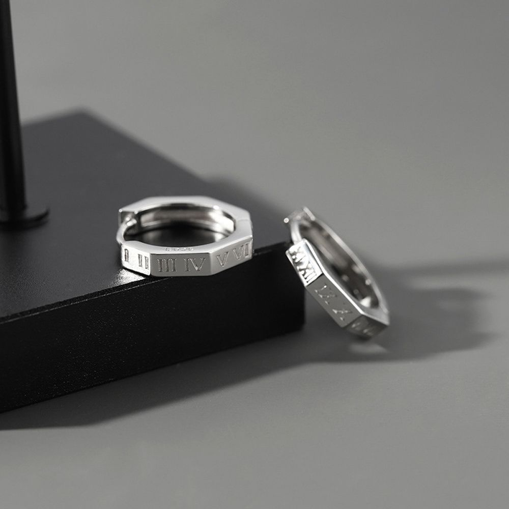 Fashion Personality Creative Silver Fashion Jewelry Man Earrings Korean Style Ear Hoops Letter