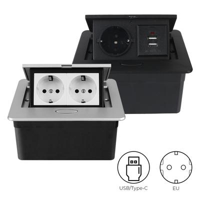 Черный серебристый настольный разъем настольная розетка EU USB Type-C скрытая для конференц-зала офиса кухни металлическая панель медленно выдвижная