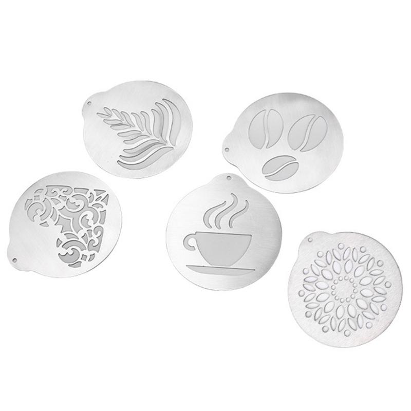 5 PCS/set Stainless Steel Lattes Art Stencils  Cappuccinos Art Templates