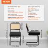 Rattan Chairs, Set of 4, Mid Century Modern Dining Chair, Upholstered Velvet Accent Chair with Rattan Back, Retro Dining Room Kitchen Chair for Living