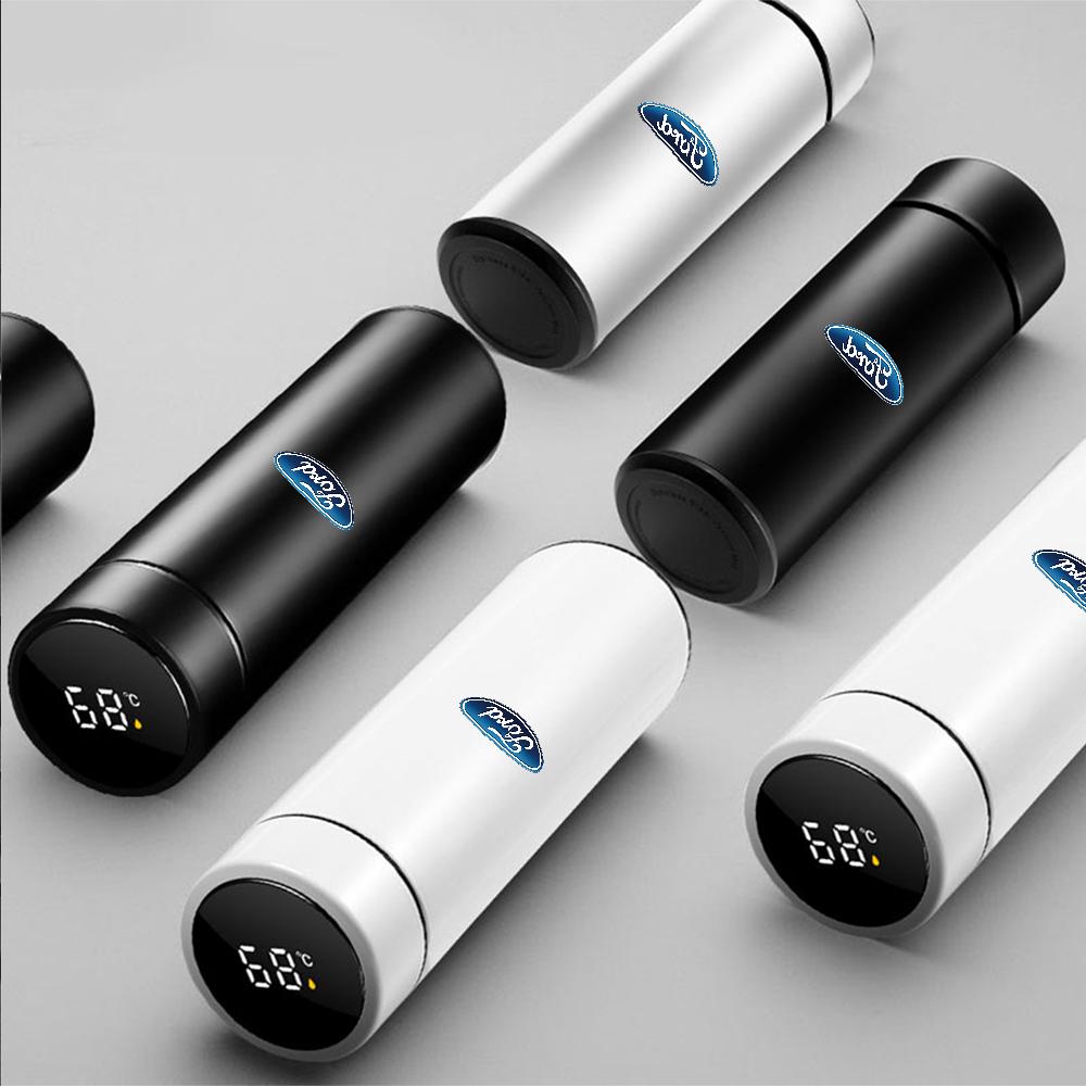 500ml Intelligent Temperature Display Vacuum Flasks Coffee Cup Center Cover For Ford Ranger Focus Mustang Mondeo Fusion Fiesta