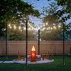 4 Pcs String Light Hook Poles Stakes with Stability 5-Pronged Base Support Bracket Patio Banner Lantern Hanging Stand Poles