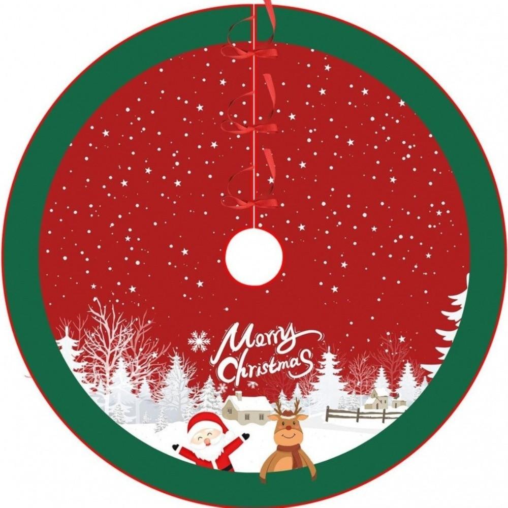 Santa Claus Snowflakes Christmas Tree Skirt 35 inch Flannel Xmas Tree Skirt Collar Soft Christmas Decoration