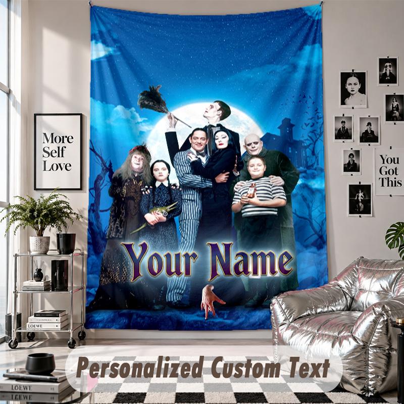 Custom Tapestry Wall Hanging, The Addams Family Personalized Name Text Home Wall Decor
