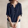 ZANZEA Women Casual Round Neck Solid Color Loose Half Sleeve Blouse