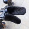 2pcs Gloves+2pcs Handbrake Sleeves Universal Motorcycle Handlebars Electric Scooter Warm Rabbit Like Plush Handlebar Gloves