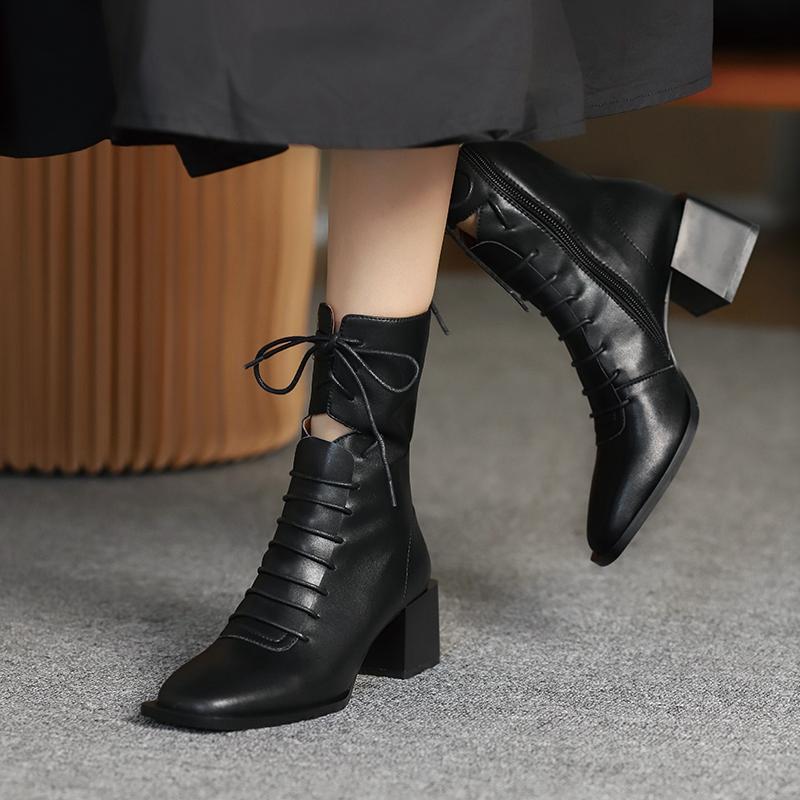 Женские кожаные туфли на высоком каблуке, женские ботильоны, теплая зимняя обувь, женская повседневная обувь на молнии, размер 34-40, сапоги на высоком каблуке