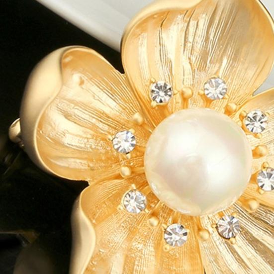 Брошь в стиле ретро с цветком и сверкающими стразами, нержавеющая, устойчивая к коррозии, дизайнерская брошь из искусственного жемчуга, булавка, ювелирный аксессуар