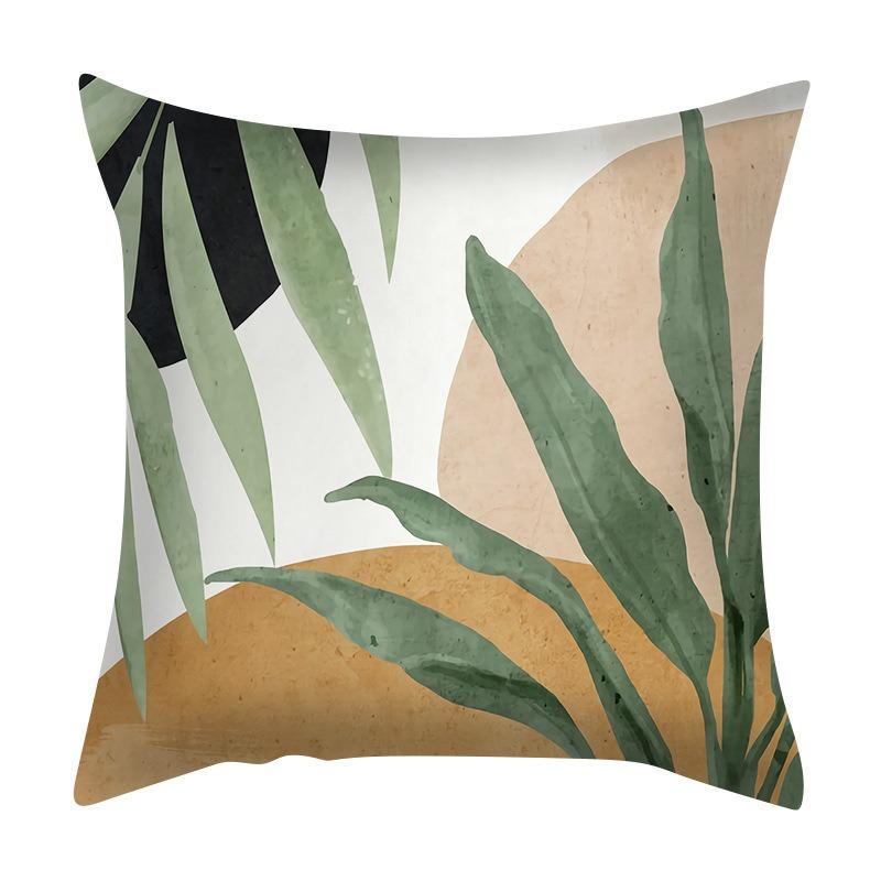 Mid Century Modern Abstract Cushion Cover Peach Skin Soft Decorative Pillowcase Boho Leaf Print Throw Pillow Case for Home Decor