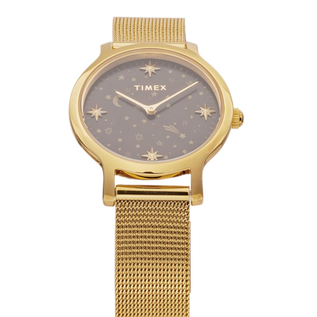 Timex Watch CELESTIAL Black Dial Brass Mineral Glass Quartz 31MM American Watch Brand TW2W21500 Unisex Gold [TIMEX] [Item]