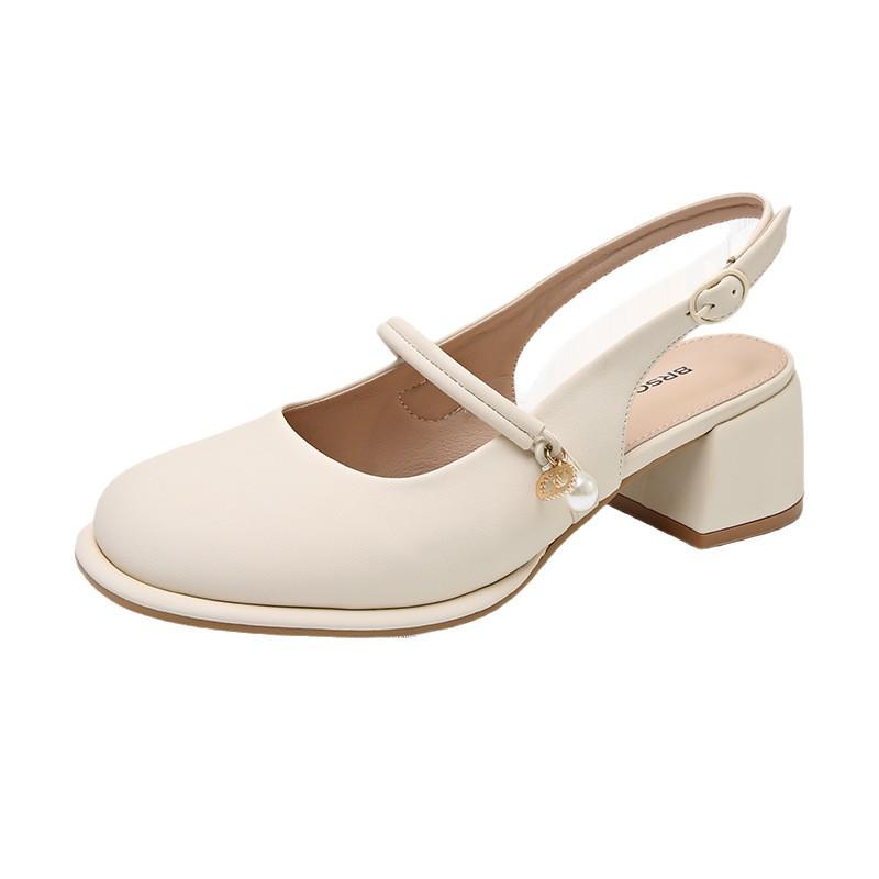 Французские сандалии на толстом каблуке с пустой сумкой на носке, женские, лето 2025, новые, с мелким вырезом, универсальные, с квадратным носком, туфли-лодочки на высоком каблуке