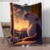 Cats Cherry Blossom Flannel Blanket Children Warm Soft Blanket for Sofa Bed Cover Blanket Suitable for Birthday Souvenir Gifts