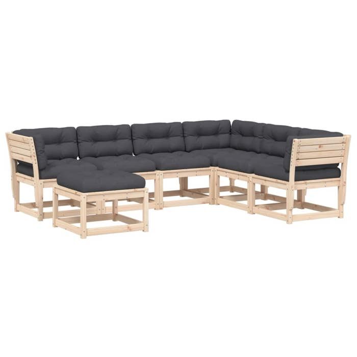 VidaXL Salon de Jardin avec Coussins 7 pcs, Sièges de Patio, Ensemble de Meubles, Mobilier de Terrasse Arrière-cour 3216935