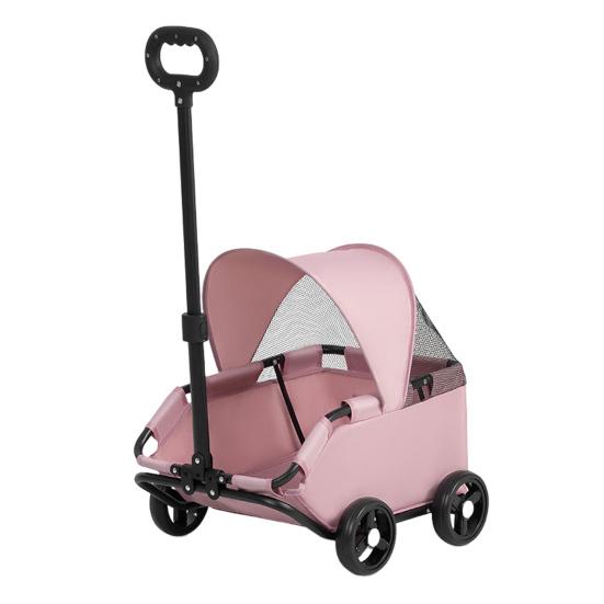 4 Wheels Pet Stroller for Small Dogs Cats Folding Shopping Cart with Canopy for Travelling Shopping Walking Playing