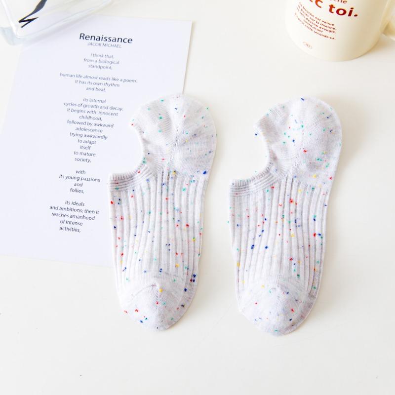 Женский летний тонкий стиль чистый хлопок цвет мелкий вырез нескользящие не спадающие с невидимыми носками-лодочками