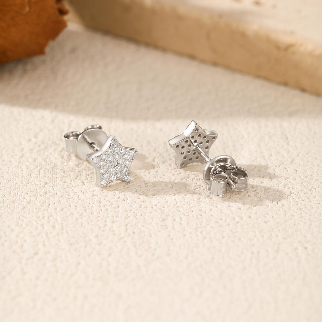 MODIAN D Shinning Moissanite 925 Silver Cute Stars Stud Earrings For Women Daily Party Fine Jewelry Accessories