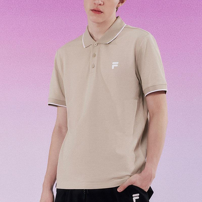 Fila Fusion Мужская футболка-поло FOB Series однотонная вязаная с коротким рукавом Топы Пепельно-серый T11M423106F-GY