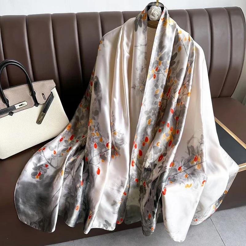 Spring Scarf Women's Luxury Design Polyester Material Smooth Scarf Soft Shawl Beach