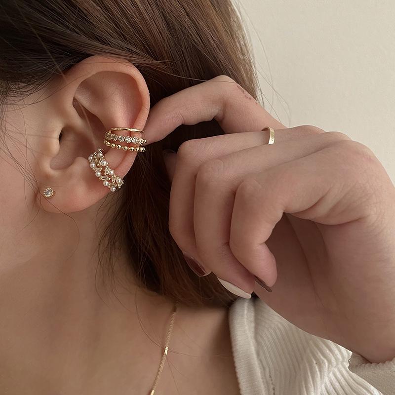 Элегантные ретро-клипсы с циркониевым жемчугом, непроколотые серьги-каффы, стиль 2022 года