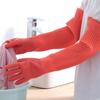 Red Gloves Washing Dishes Cleaning Waterproof Rubber Sleeve Gloves Latex Long Gloves Kitchen Tool