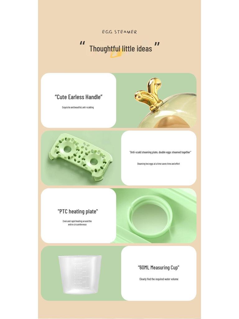 Automatic Mini Egg Steamer with Timer: Multifunctional, Anti-Dry, Perfect for Breakfast