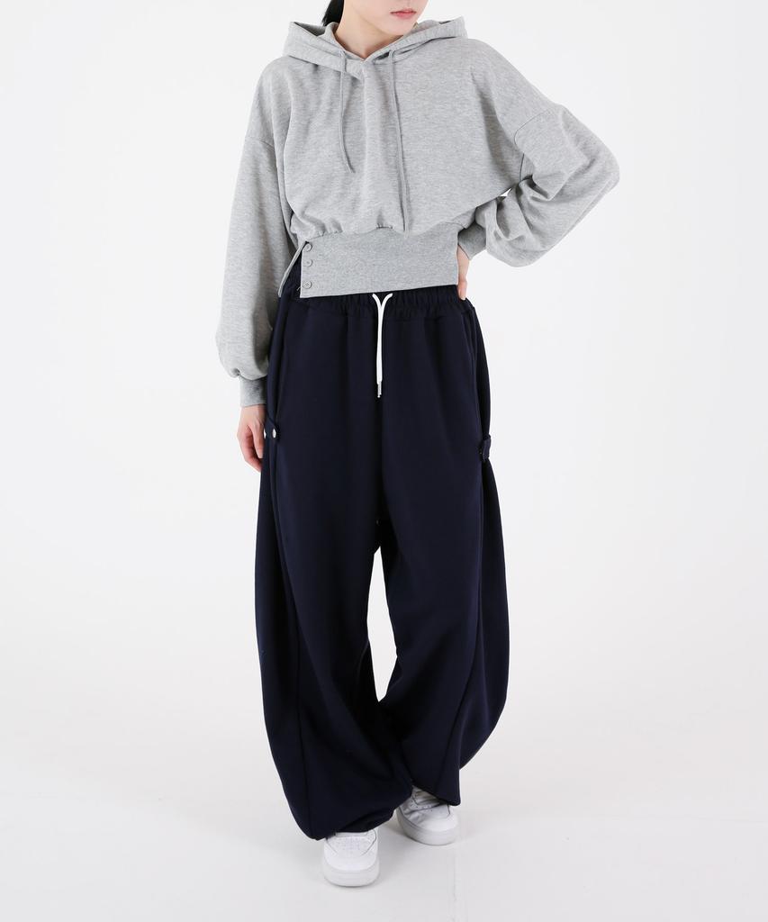 UMM Women'S Snap Button Wide Balloon Sweatpants Navy