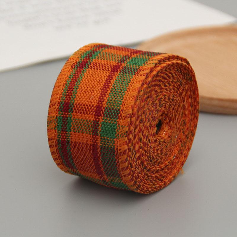 6M Christmas Checkered Wired Edge Weave Ribbon Plaid Black Red Green Diamond Check Pattern Craft Christmas Decoration Linen