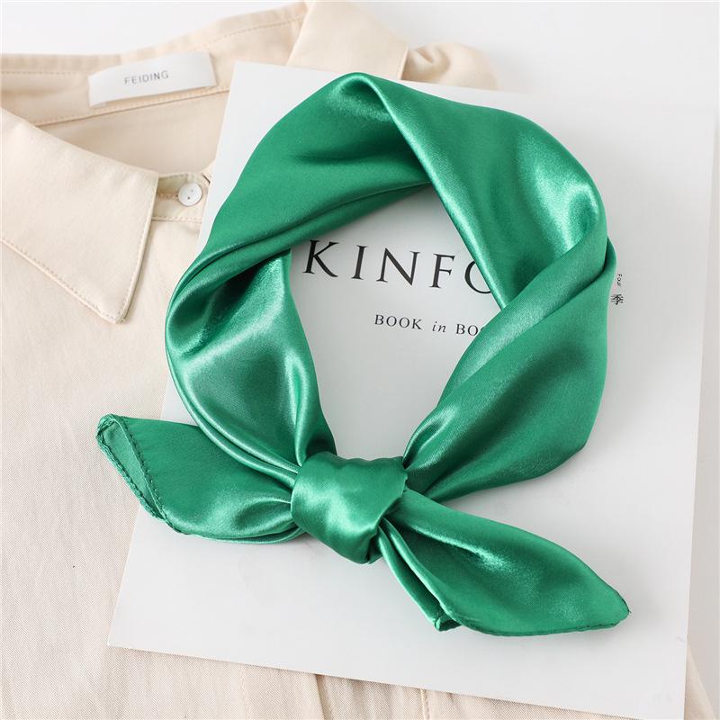 Классический женский однотонный шелковый шарф, универсальный модный аксессуар, квадрат 60 см для повязки на голову или делового ношения