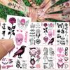 10 листов мультяшных американских наклеек с черепом для рук, лица, тела, временные водонепроницаемые наклейки для татуировок, детские подарки на вечеринку и фестиваль