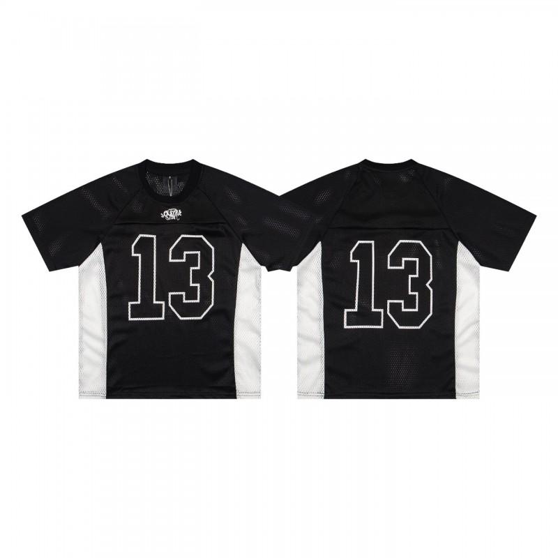 Mens Oversized Streetwear Cotton Tee With Contrast Stitching Mesh Panels Casual Short Sleeve T-Shirt