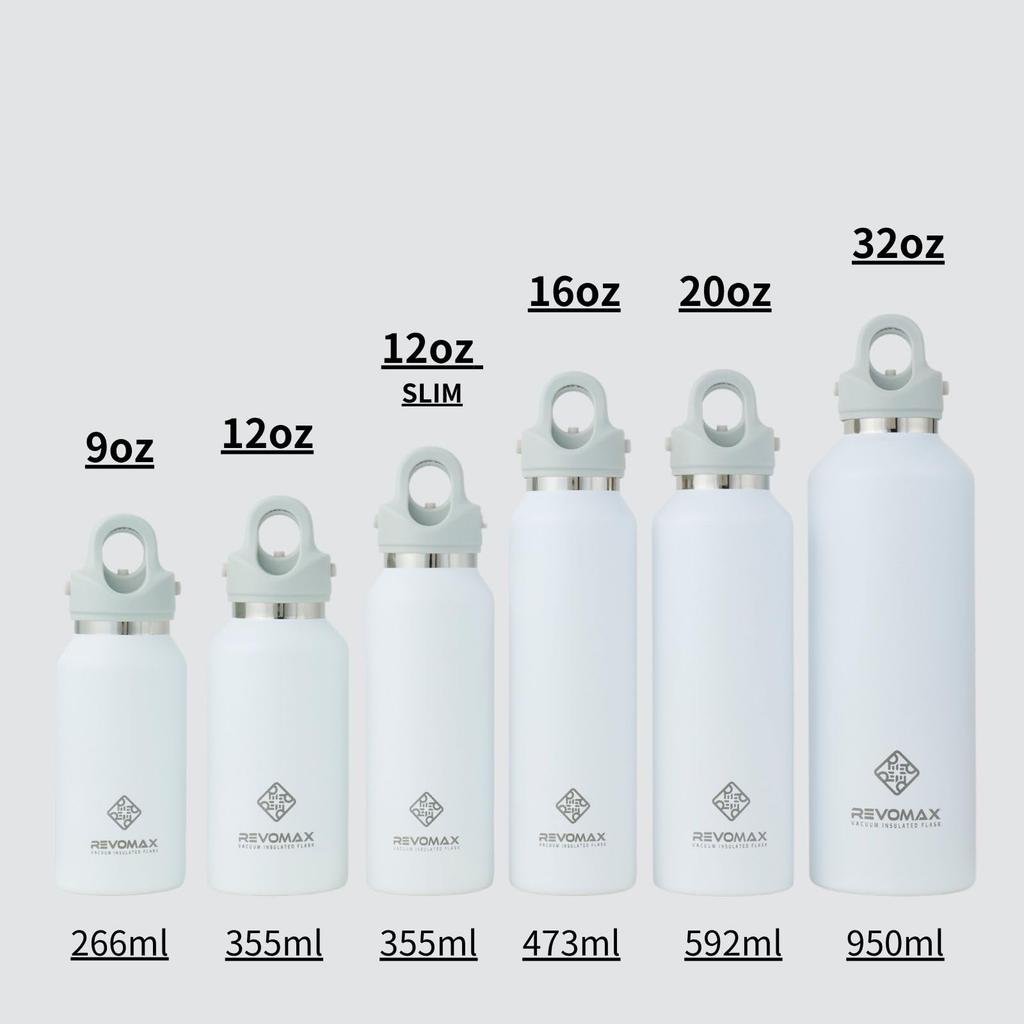 12oz Slim 355ml Carbonated Stainless Steel Keeps Hot Drinks Hot for 18 Cold for 36 Vacuum Gift REVOMAX [REVOMAX Official] Bottle, Hours, Hours,