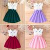 Модное платье для девочек, летнее детское милое однотонное платье с оборками