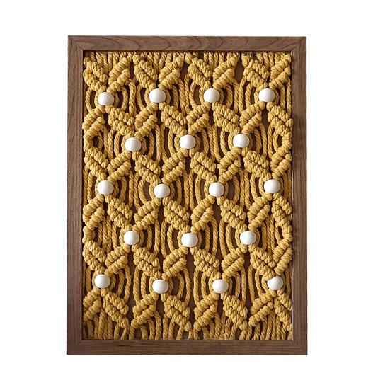 Handmade Woven Tapestry Frame Framed Boho Cotton Wall Art Wooden Rope Wall Hanging