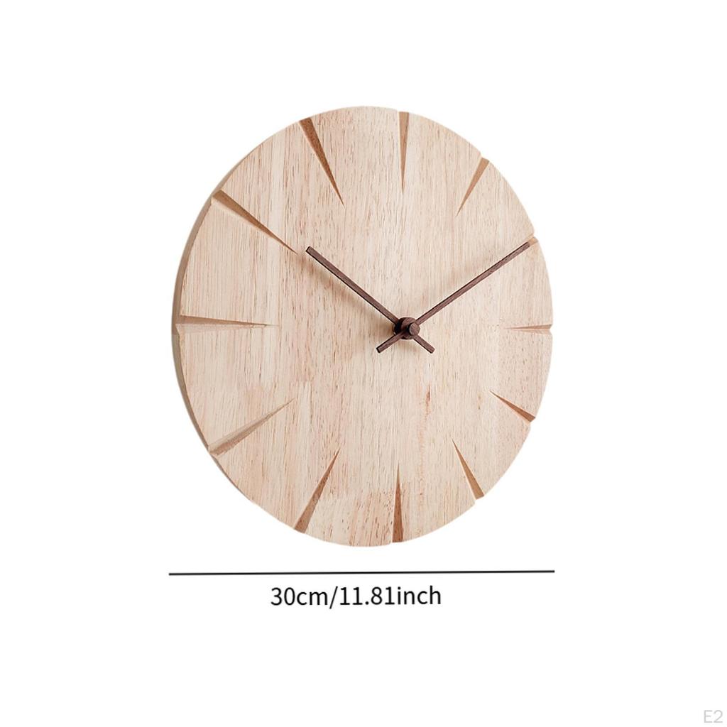 Настенные часы из цельного дерева, не тикающие, креативный дизайн, 30 см/11,81 дюйма, подвесные, декоративные
