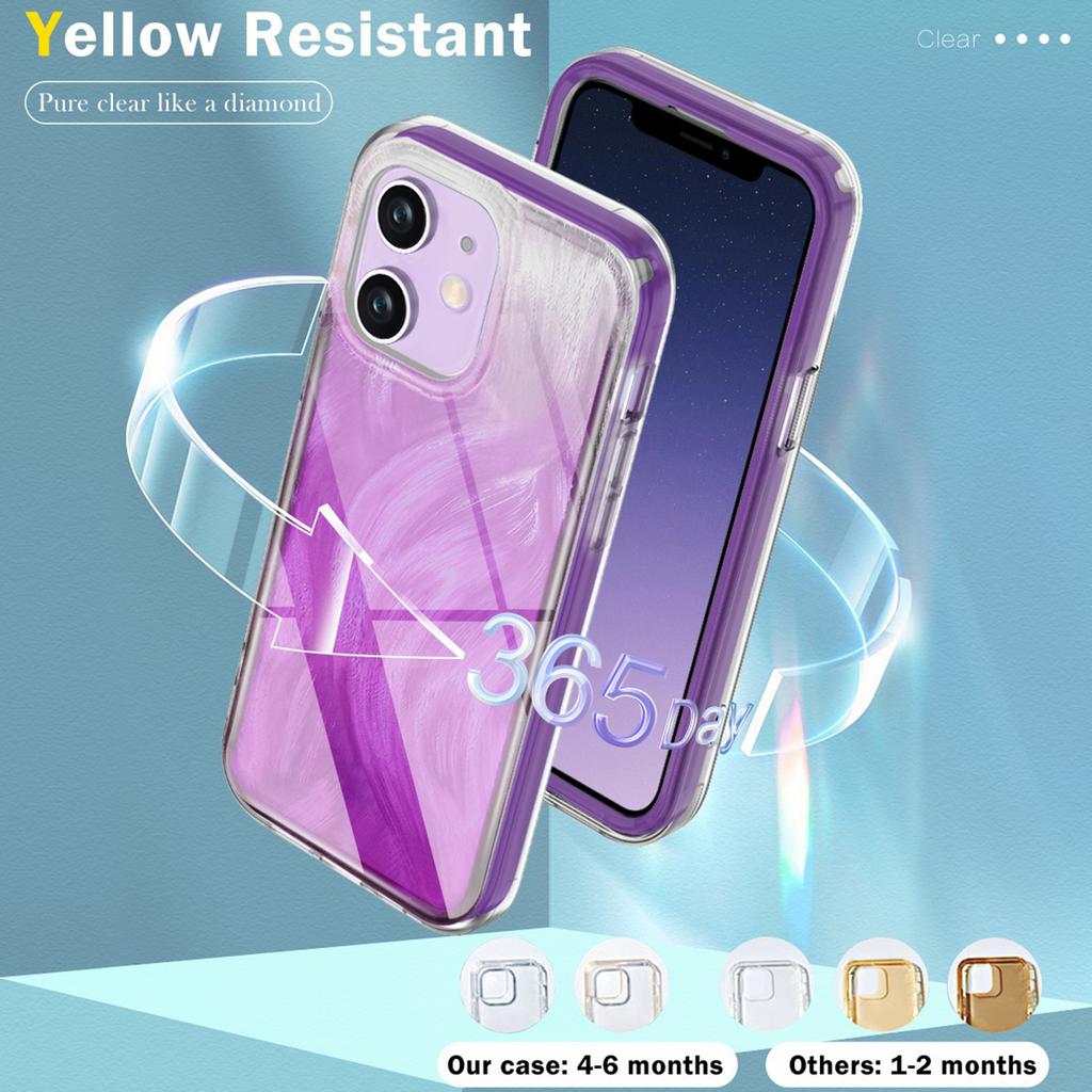 For iPhone 11 Feather Pattern Case Gradient PC+TPU Protective Phone Cover with Screen Protector