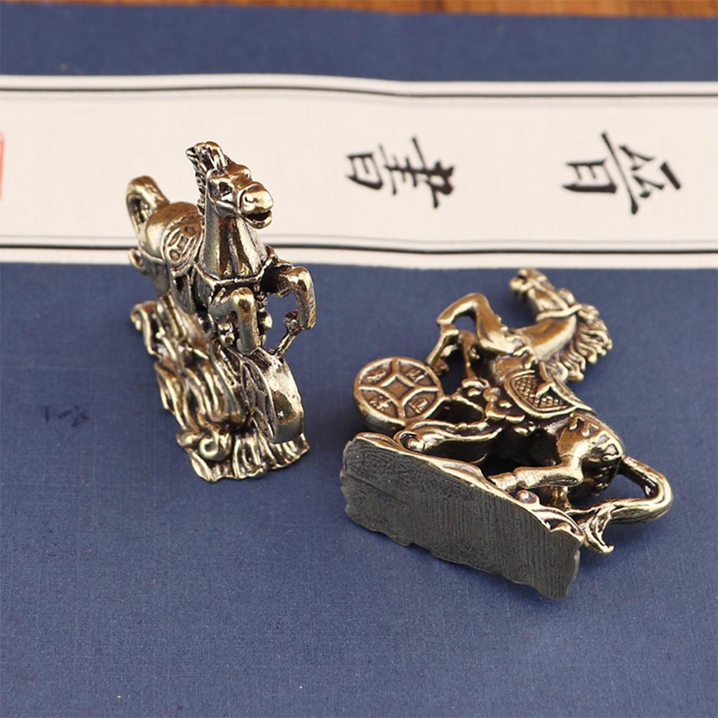 Brass Horse Figurines Chinese Year Zodiac Horse Ornament Feng Shui Lucky Statue Home Office Desktop Decoration Crafts