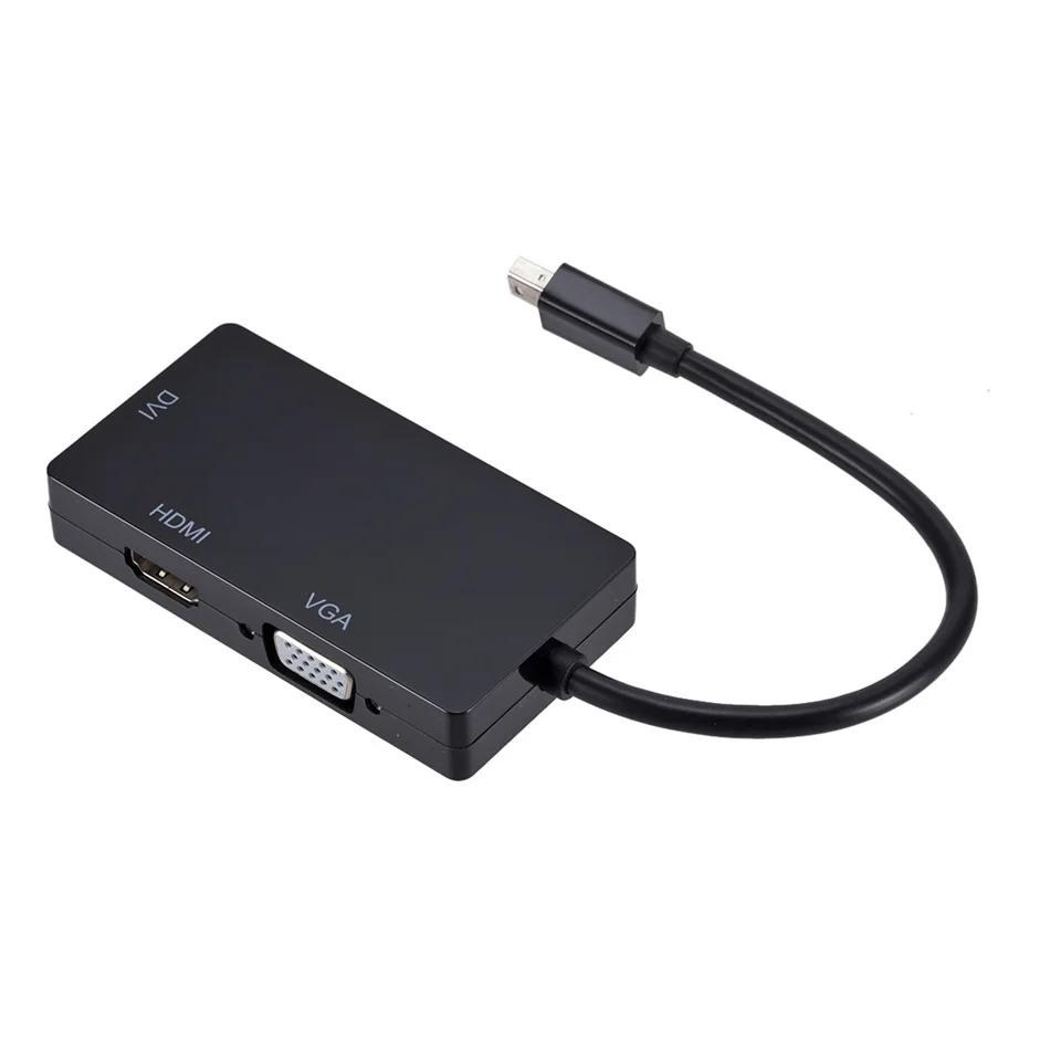 Mini DisplayPort To HDMI 4K VGA DVI Adapter Cable 3-in-1 1080P Thunderbolt Mini DP To VGA HDMI DVI Converter for Macs Laptop PC