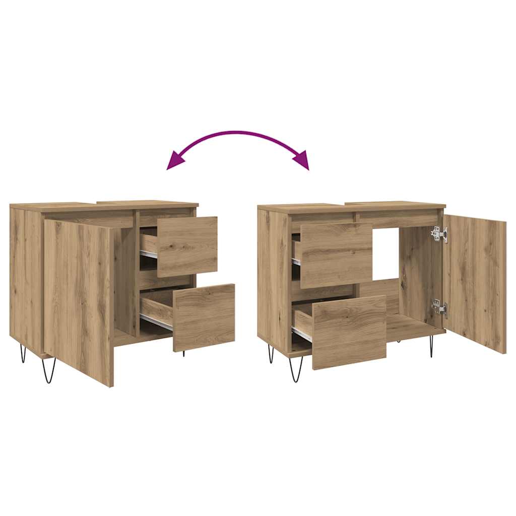Artisan Oak Washbasin Cabinet 65 x 33 x 60 cm Particleboard