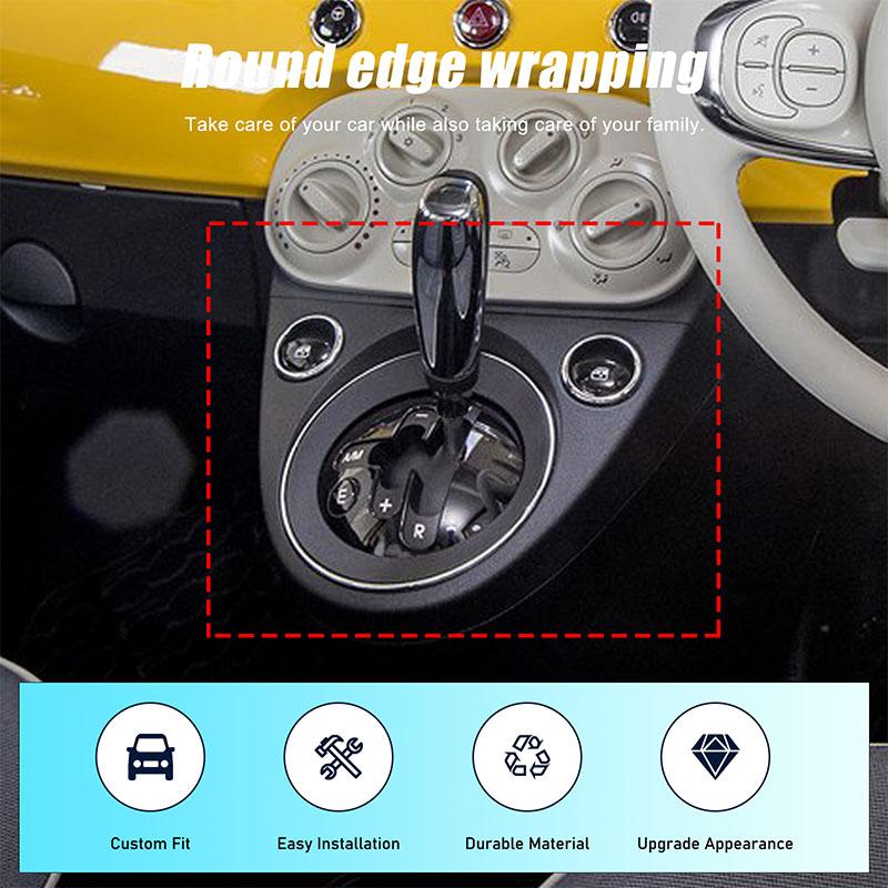 For Fiat 500 2010-2022 Real Carbon Fiber Car Center Control Gears Shift Panel Protective Cover Trim Frame Car Accessories