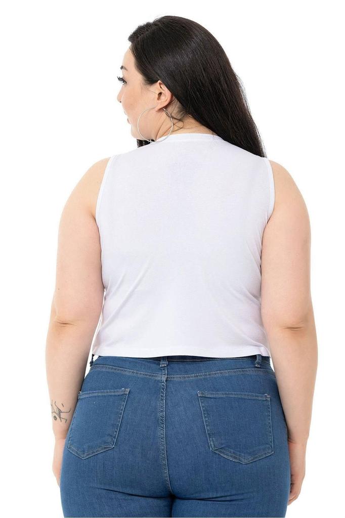 Женский стиль, боди большого размера, большие размеры, с круглым вырезом, без рукавов, укороченное боди из вискозы и норки