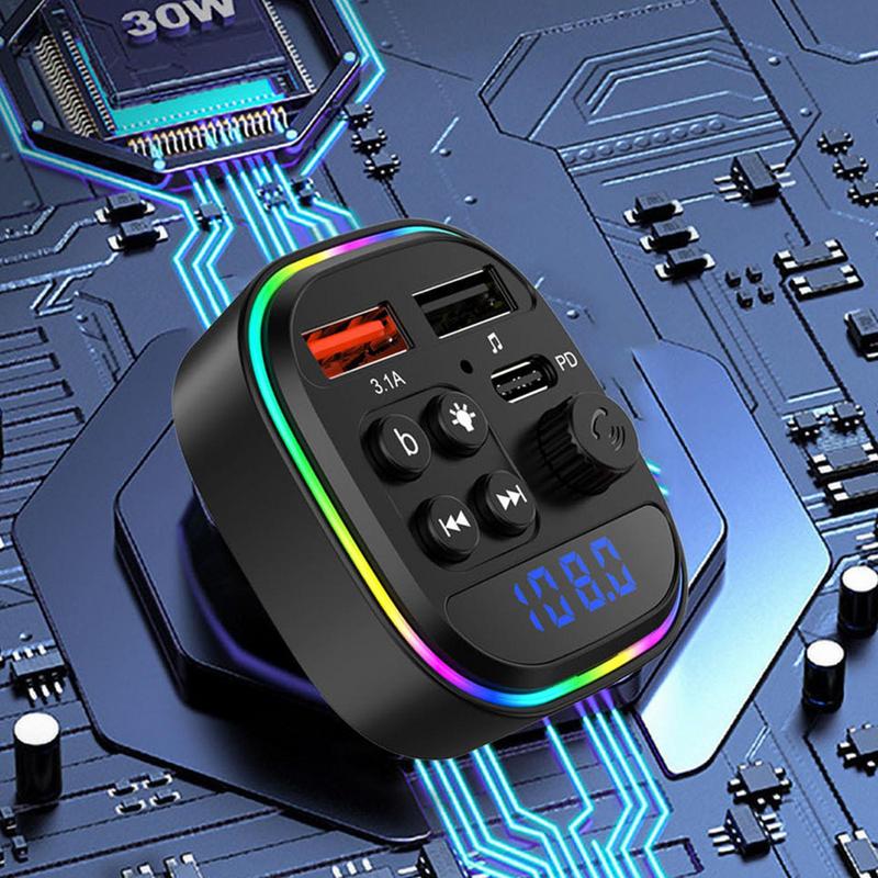 Автомобильный беспроводной FM-трансмиттер Беспроводной радиомузыкальный адаптер Портативное зарядное устройство для телефона Радиоприемник для автомобиля Грузовик MP3 Аудио