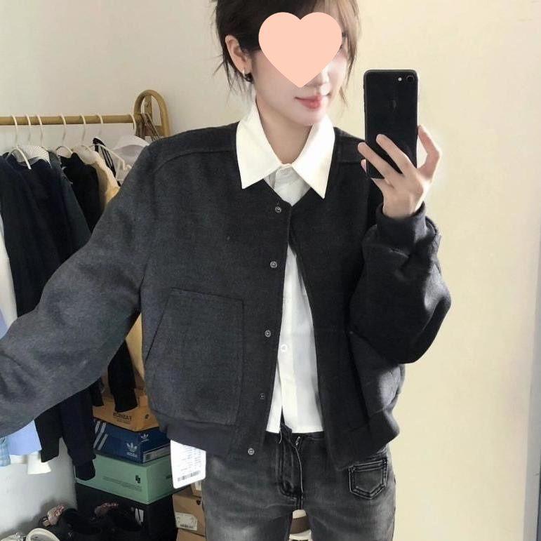 American Spring Vintage Short Baseball Jacket – Versatile Loose Casual Outerwear Top