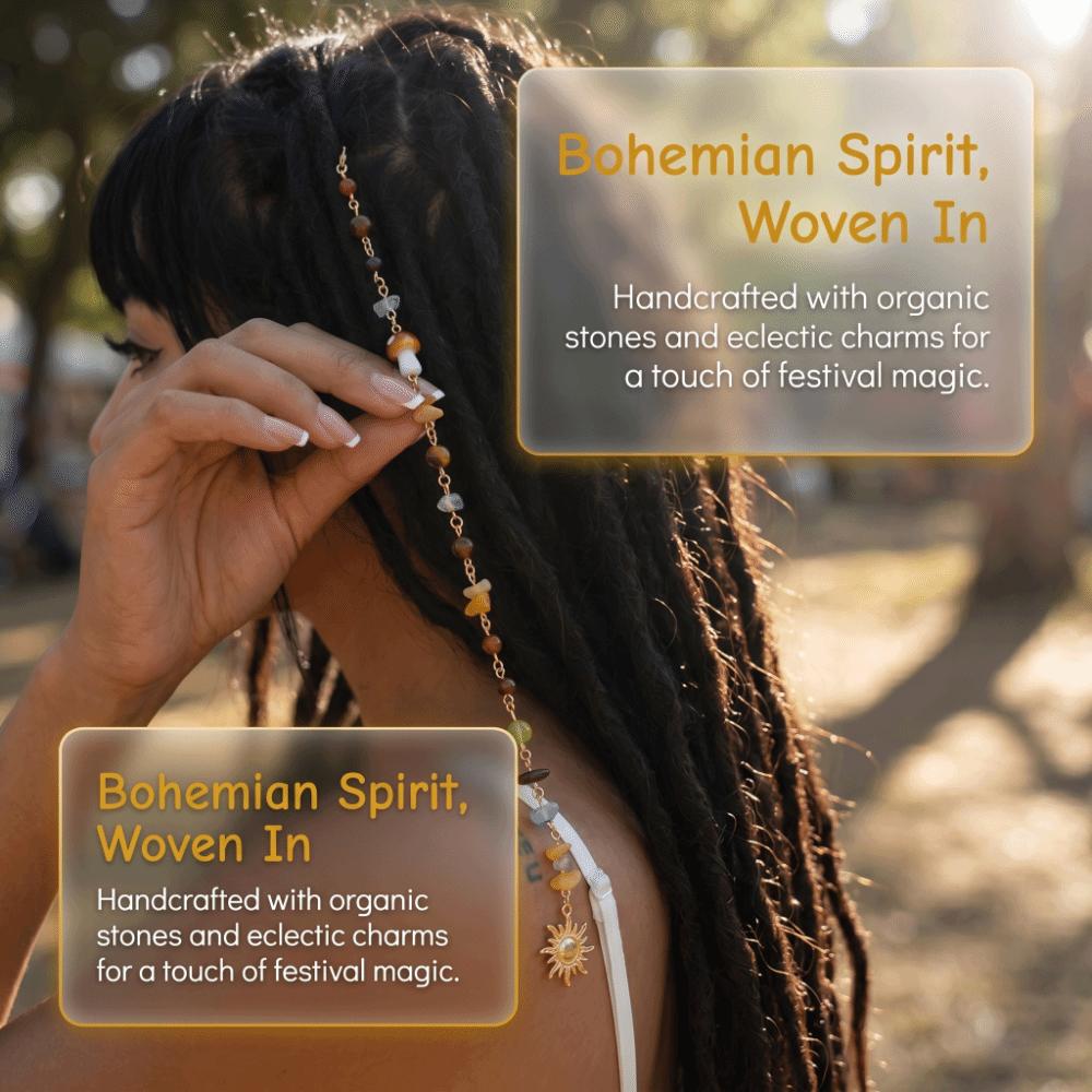 2Pcs Bohemian Long Tassel Chain Headdress Dirty Braids Headwear Exquisite Sun Moon Pendant Charm Adjustable