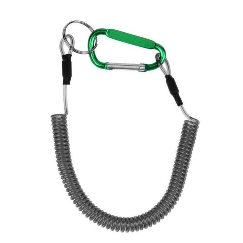 Carabiner Chainsaw Lanyard Spring Elastic Rope Safety Rope Fishing Lanyards Spiral Coiled Lanyard