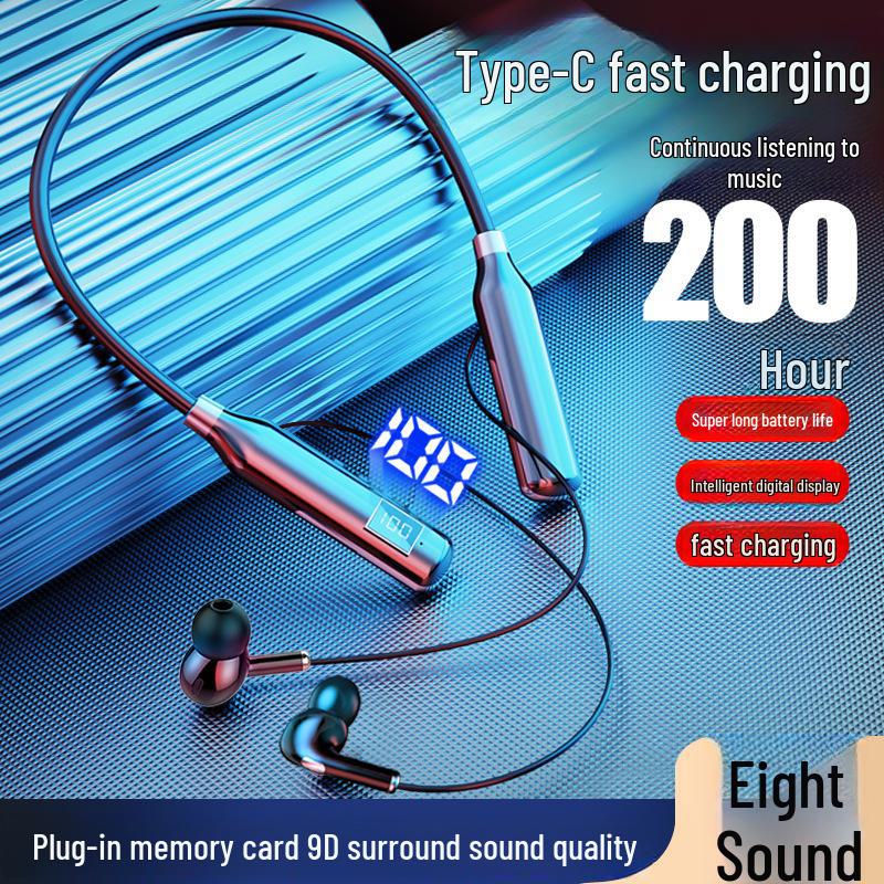 Представляем новые Bluetooth-наушники с шейным ободом: с мощной батареей, цифровым дисплеем, спортивным дизайном и слотом для карт.