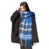 Cold Proof Women Mohair Plaid Scarf Thermal Fall Winter Neck Scarf Warm Tassel Shawl Wrap  Students